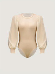 Lantern Sleeve Slim Bodysuit Casual Bodysuit