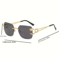 Women's Gradient Rimless Vintage Leopard Sunglasses