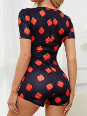 Plaid Short Sleeve One Piece Pajamas