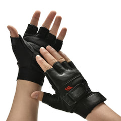 Men's PU Leather Gym Gloves with Wrist Wrap - Fitness & Training