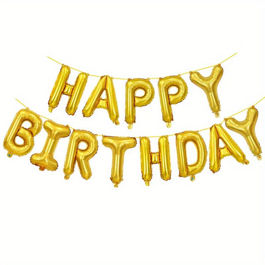 13pcs Birthday Balloon Set Golden Silvery Pink Happy Birthday Party Decoration