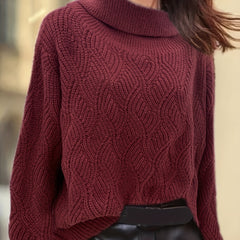 Solid Jacquard High Neck Jumper