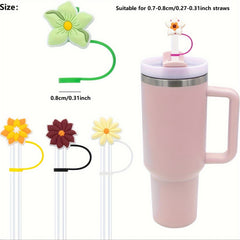 5pcs Silicone Straw Tip Covers Dust Proof Reusable Caps for 7 8mm Straws