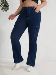 Stretch Cargo Flare Leg Jeans