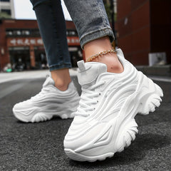 Women's Mesh Chunky Sneakers Lace Up Platform Shoes Comfortable Low Top