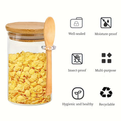 Glass Jars With Airtight Lids And Spoon Set