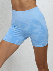 Camouflage Pattern Hip Lifting Yoga Sports Shorts High Waist