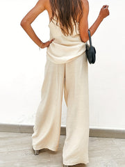 Casual Solid Cami Tops & Long Pants Suits Women's Clothing