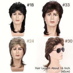 Vintage Long Straight Wig Funky Punk Style for Men