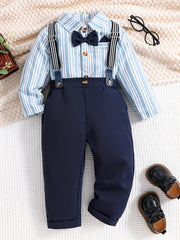 Baby Boy Striped Gentleman's Suit Romper & Suspender Pants 2pcs