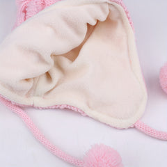 Kids Knitted Thermal Beanie Hat & Scarf Set - Winter Yarn Pom Pom Hat Scarf Set