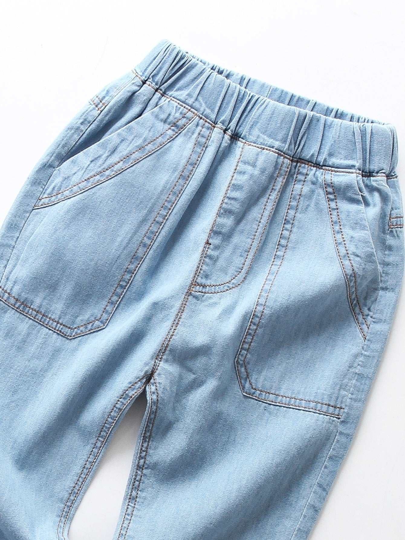Boys Casual Denim Jeans Elastic Waist