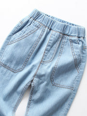 Boys Casual Denim Jeans Elastic Waist