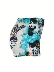 Western Style Art Letter Print Tie Dye Plus Size Shorts
