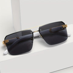 Men's Half Frame Sunglasses Floral Pattern Square Frame Plastic Glasses