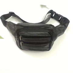 Men's Leather Waist Bag Large Capacity Crossbody Bag for Outdoor Sports