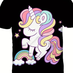 Rainbow Pony T Shirt for Girls 3D Print Short Sleeve Tee