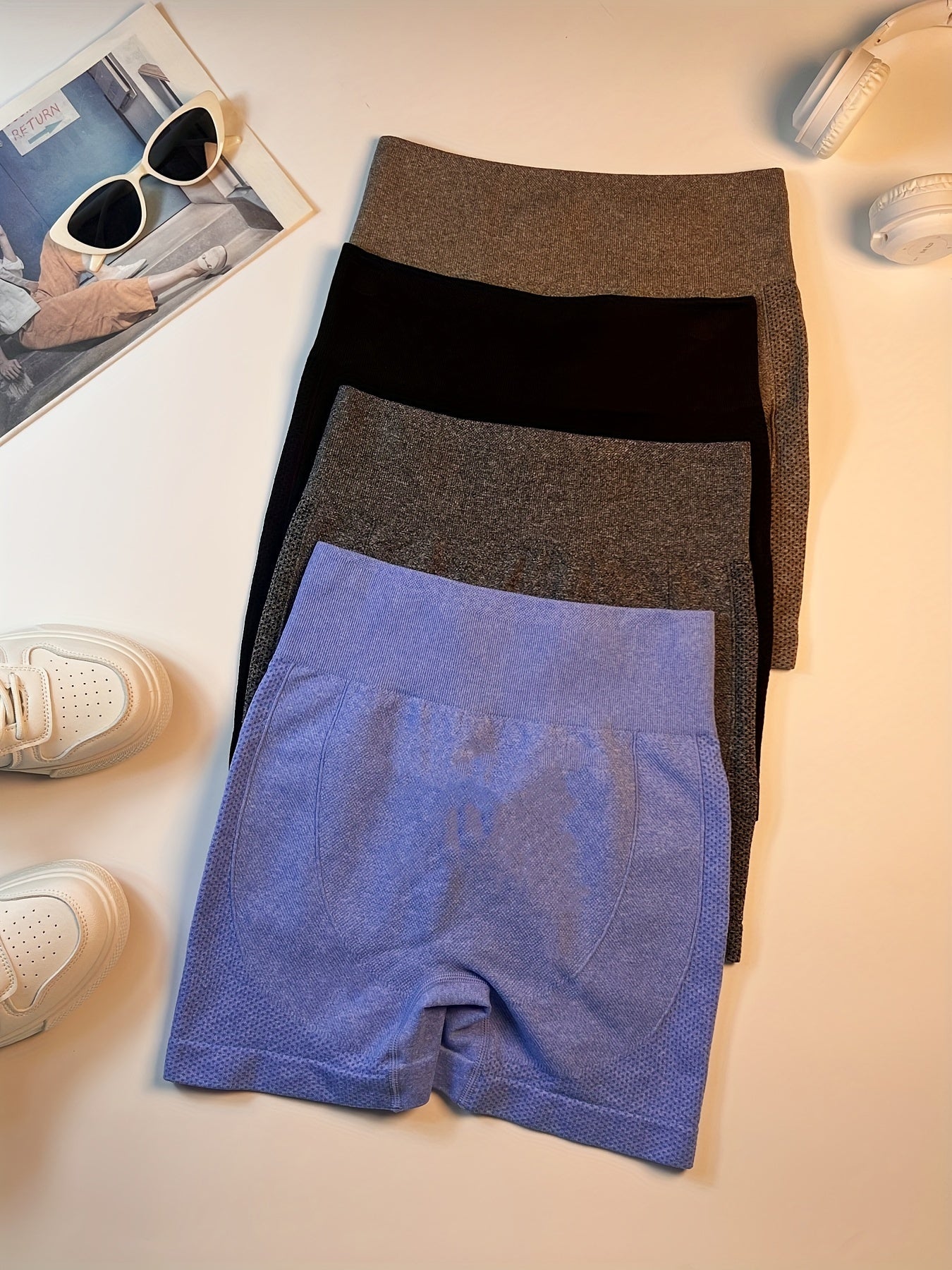4pcs Seamless High Stretch Yoga Shorts for Women