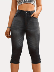 High Waist Slim Fit Capris Skinny Jeans
