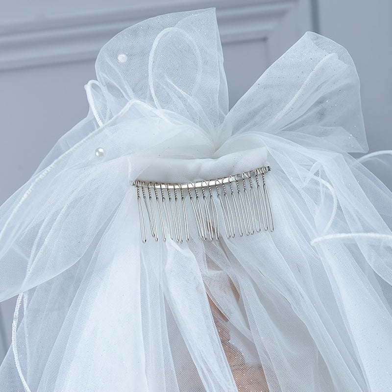 Bride Wedding Veil With Hair Comb Tulle Hair Piece Costume Accessory