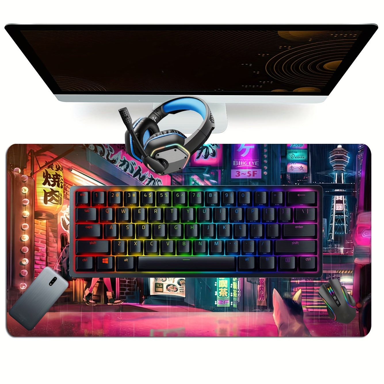 Anime Tokyo Street Gaming Mousepad 60 X 35 Non Slip Rubber Base