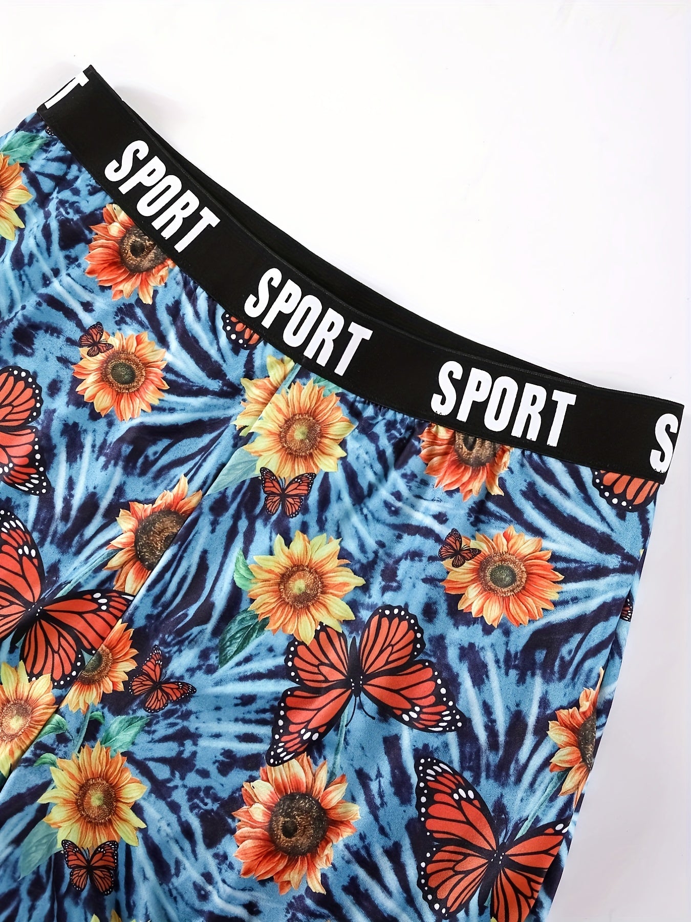 Women's Plus Sunflower & Butterfly Print High Rise Shorts