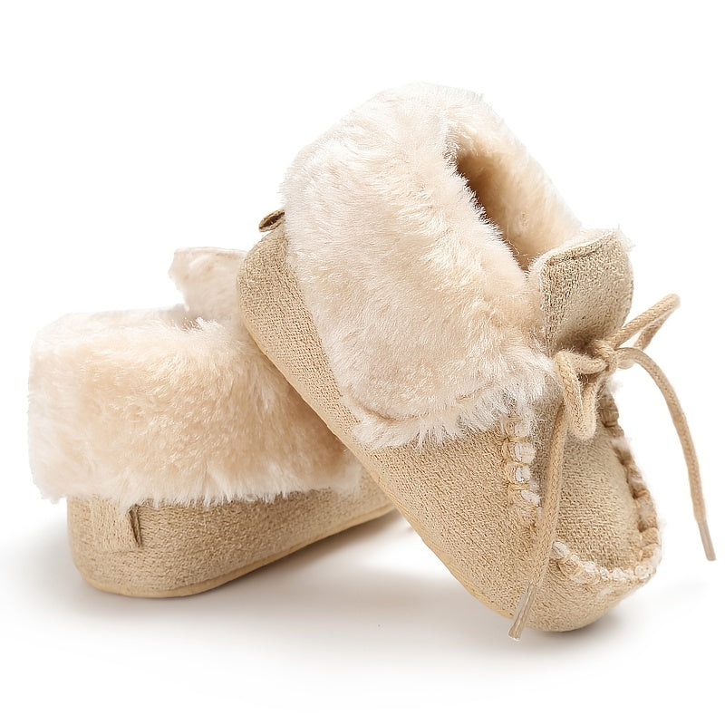 Baby Warm Fleece Snow Boots Anti Slip Soft Bottom Toddler Shoes Winter