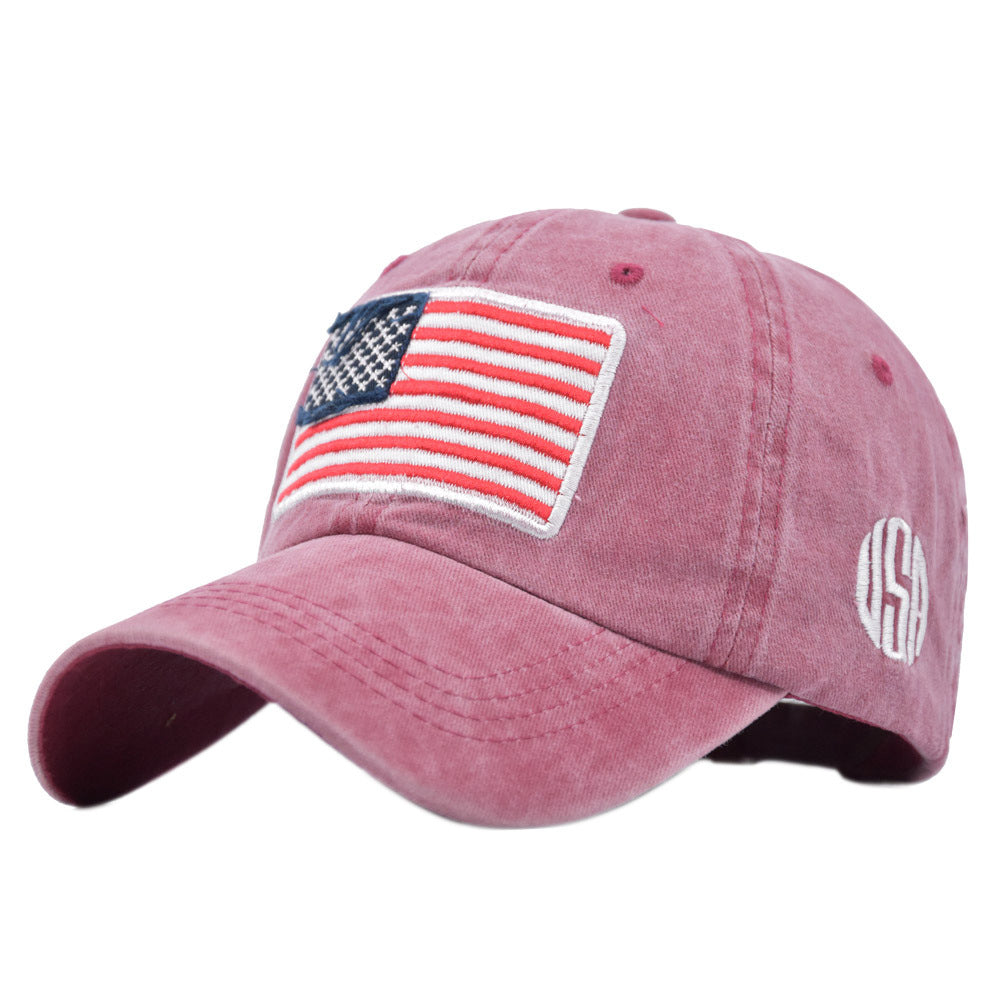 Embroidered American Flag Baseball Cap Soft Top Sun Visor Hat