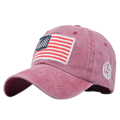 Embroidered American Flag Baseball Cap Soft Top Sun Visor Hat