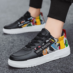 Men's Cartoon Print Skate Shoes With NICE FAITH Patch