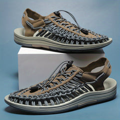Men's Wrap Toes Flat Sandals Outdoor Slip On Casual Woven Sandals