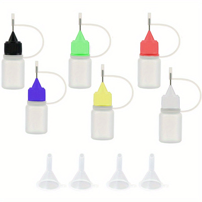 Lab Dispensing Needle Tip Bottle W/ 4 Funnels Multicolor Lids