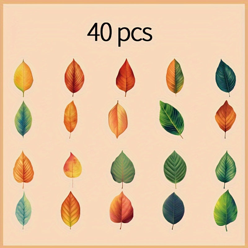 40pcs Plant Leaf Sticker Pack for Scrapbook Waterproof