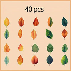 40pcs Plant Leaf Sticker Pack for Scrapbook Waterproof