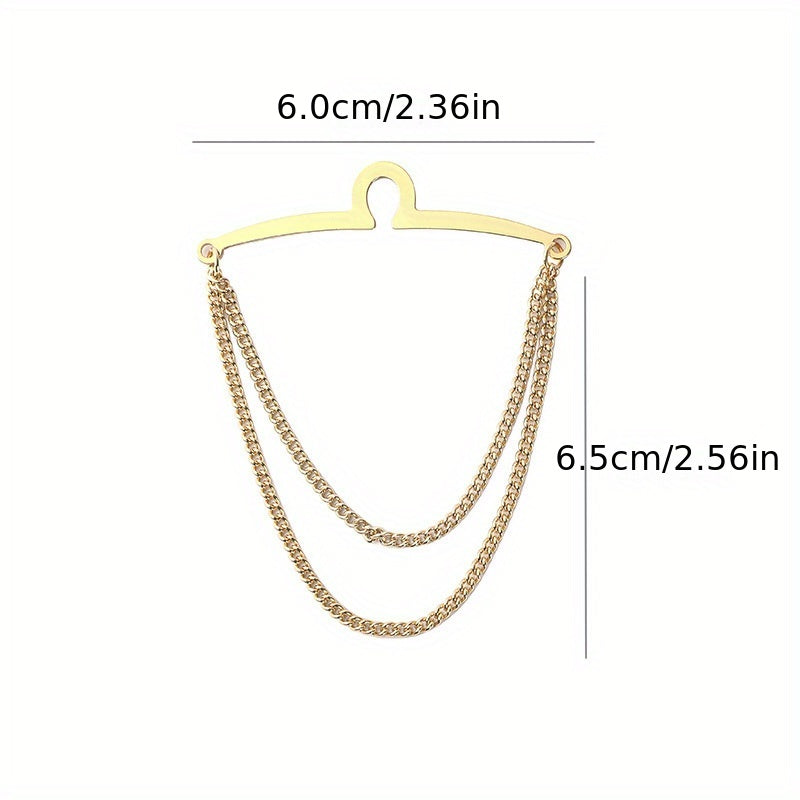 2pcs Metal Tassel Chain Tie Clip Tie Fixed Buckle Men's Tie Buckle Accessories