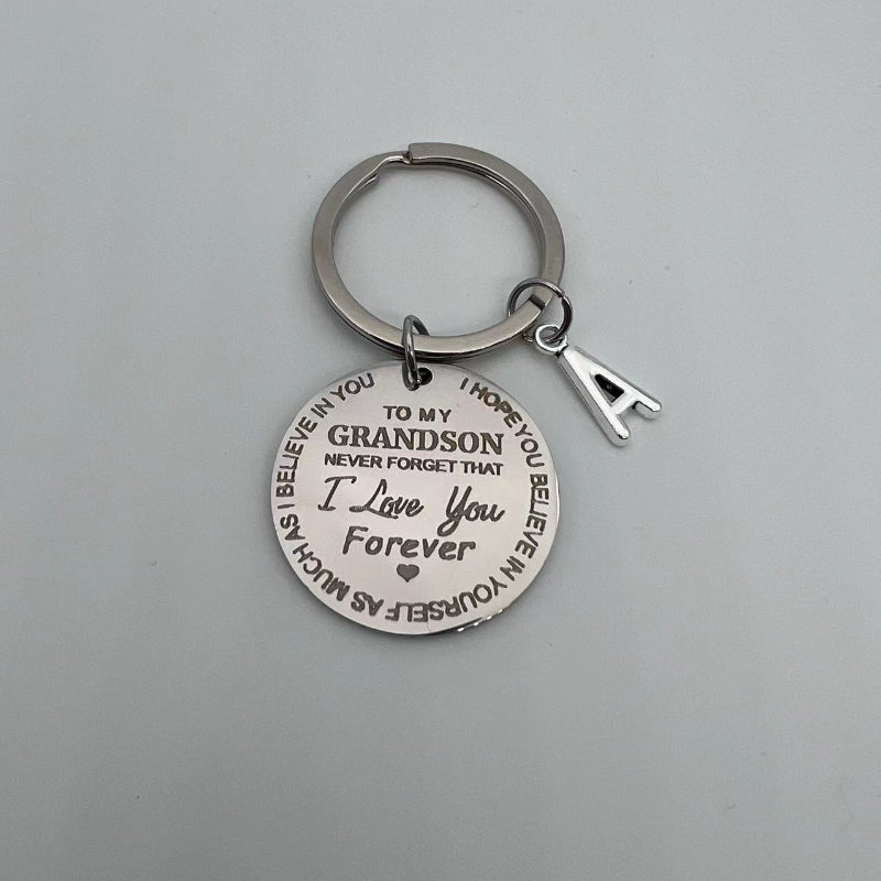 1pc 18in Initial A T Stainless Steel Engraved Keychain