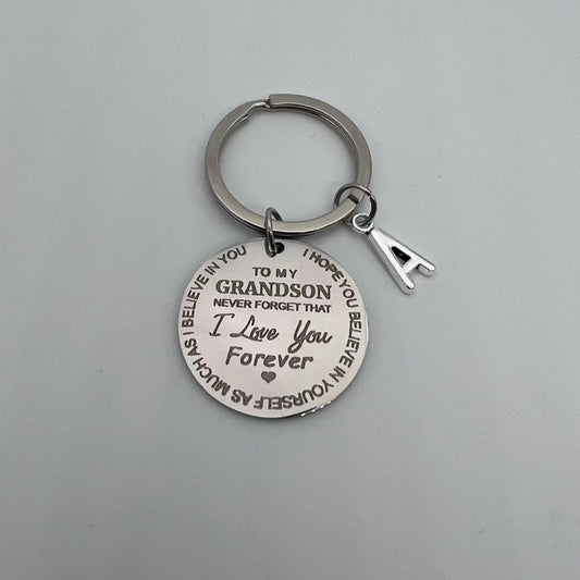 1pc 18in Initial A T Stainless Steel Engraved Keychain
