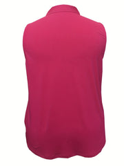 Women's Graphic Print Polo Neck Stretch Vest Top