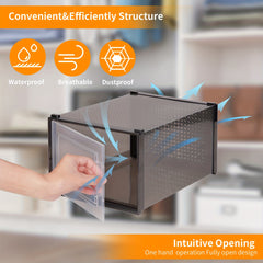 6pcs Plastic Folding Shoe Storage Boxes Dust-proof Stackable Display Drawers