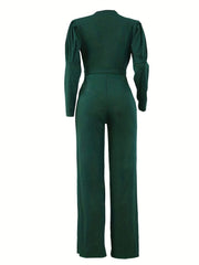 V Neck Wide Leg Jumpsuit for Women