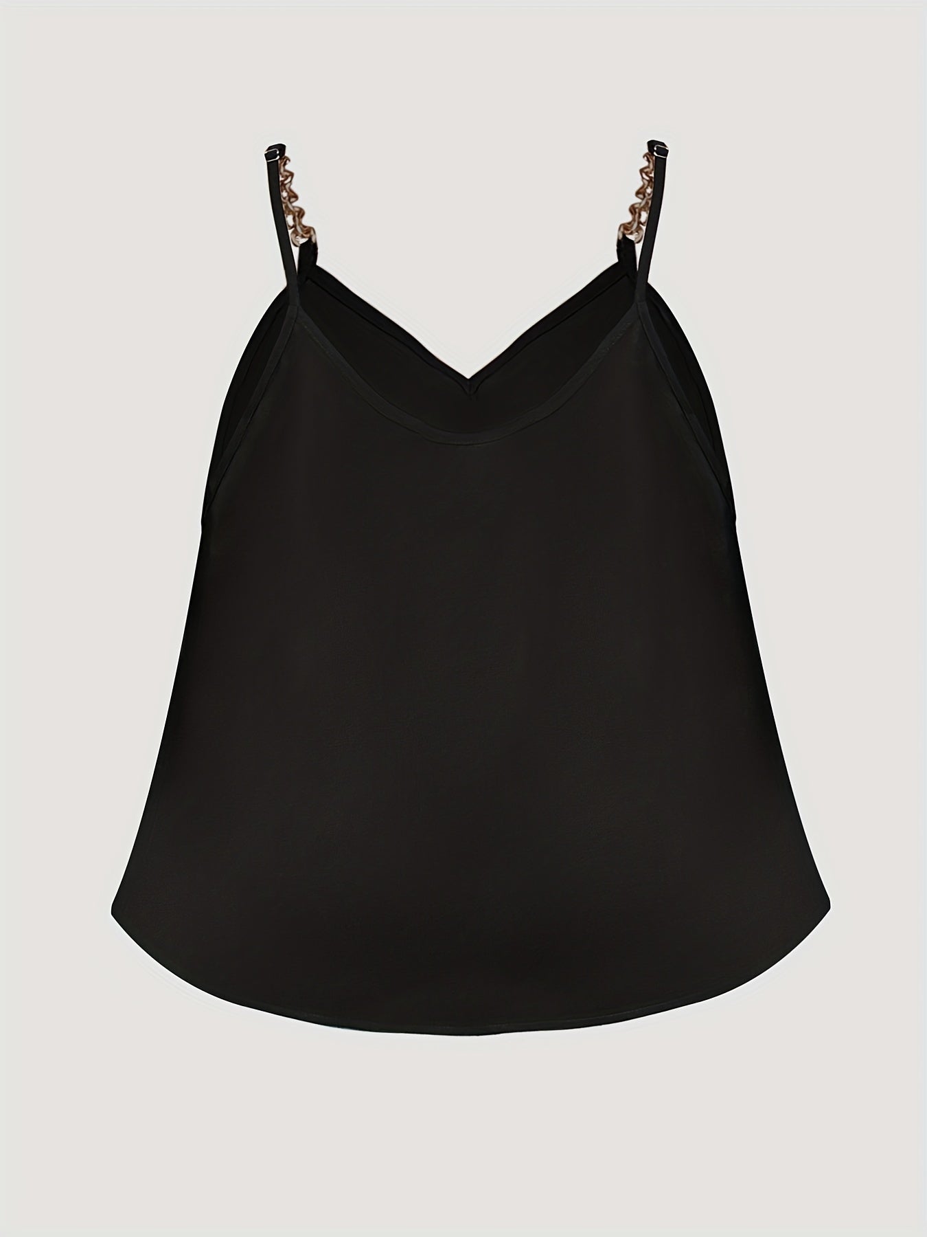 Solid V-Neck Chain Strap Cami Top
