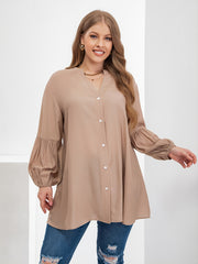 Oversized Tunic Lantern Sleeve Blouse Women's Plus Loose Fit Shirt