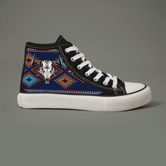 Vintage Cow Print Flat Heighten Chunky Canvas Sneakers