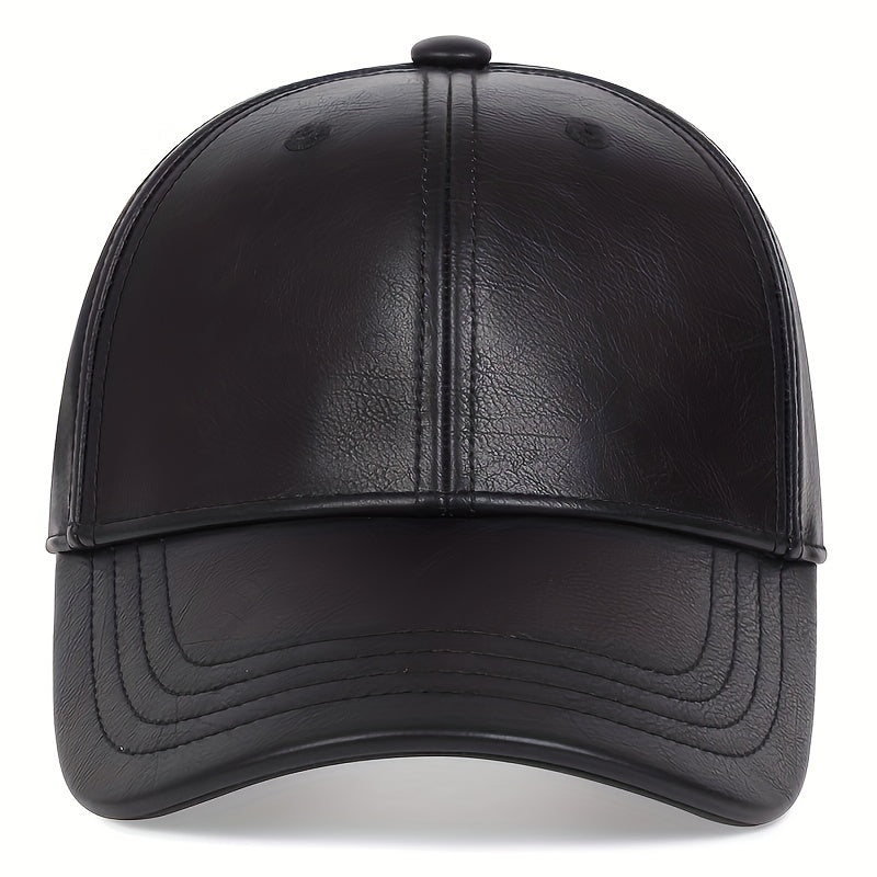 Men's PU Leather Baseball Cap Casual Fashion Cap