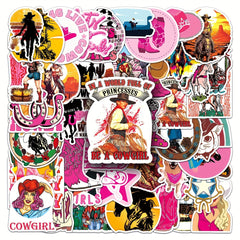 50pcs Cowgirl Cartoon Graffiti Stickers Waterproof Sticker