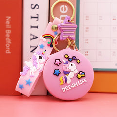 Unicorn Mirror Keychain Pendant PVC Doll