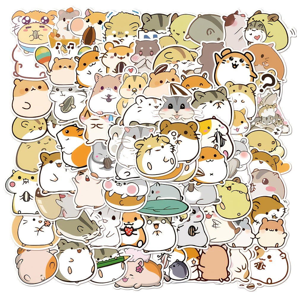 100 Hamster Waterproof Doodle Stickers for Water Bottles and Luggage