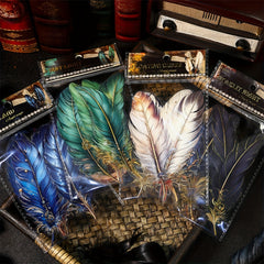 5pcs PET Hot Stamping Angel Feather Stickers Retro Feather Journal Collage