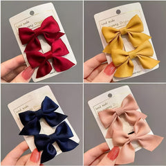 2pcs Bow Hair Clip Princess Fabric Side Clip Hair Accessories For Baby Girls