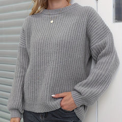 Versatile Knit Pullover Sweater Crew Neck Long Sleeve Women's Clothing
